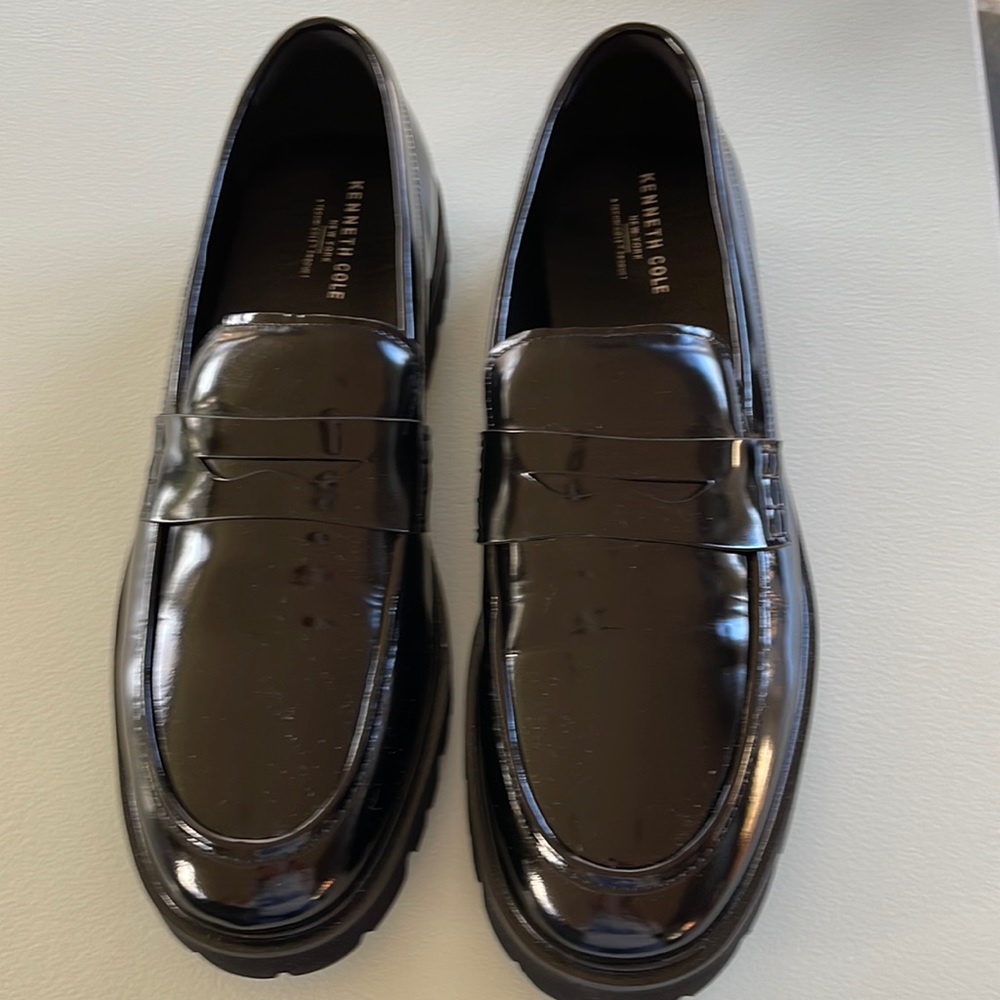 Mens patent leather - black loafers brand new